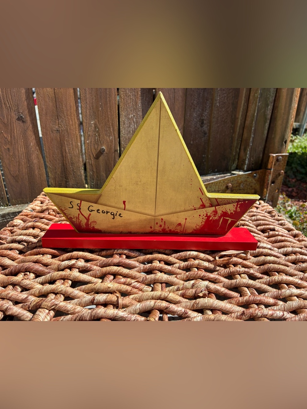 Wood S.S Georgie IT Boat Art Accent - Yellow and Red